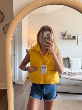 Sleeveless Yellow Puffer Vest